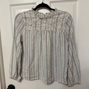 World‎ market striped embroidered boho blouse small/medium